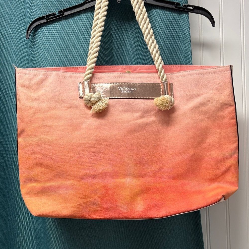 Victoria's Secret Coral and Peach Tote Bag